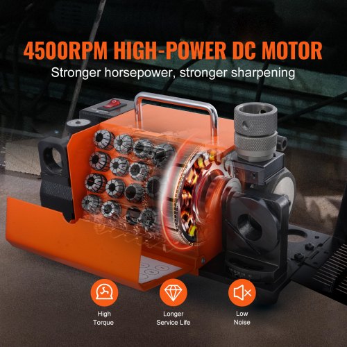 VEVOR Bohrerschleifgerät 120 W Bohrerschleifmaschine 4500 U/min Schärfstation 45# Stahl Bohrerschärfgerät 95-135° Einstellbarer Spitzenwinkel 18 Spannzangen Geeignet für Bohrerdurchmesser φ3–20 mm