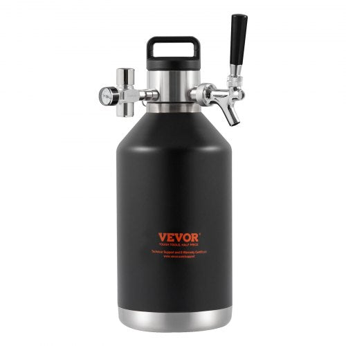 VEVOR Bierzapfanlage Mini Bierfass Bierbraugerät 4 L, Tragbares Druckfass-Set Doppellagige Edelstahlschicht Growler System Einstellbarer Hahn 27 ℃, Fassbier Hausbrauerei Frisch und Kohlensäurehaltig
