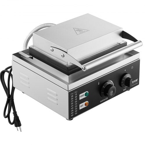 VEVOR Elektrischer Donutmaker, 1550 W Kommerzielle Donutmaschine mit Antihaftbeschichtung, 6 Löcher, Doppelseitige Heizwaffelmaschine für 6 Donuts, 50–300 °C, für Restaurants und den Heimgebrauch