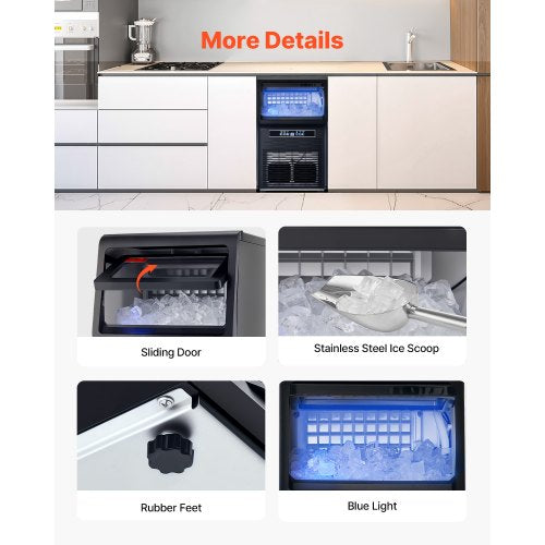 VEVOR Kommerzielle Eisbereiter Eismaschine 36,29kg/Tag LED Anzeige Restaurant