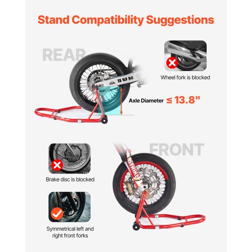 VEVOR Motorrad-Ständer vorne und hinten Spoolift Paddock-Schwinge Arm Rot 385kg