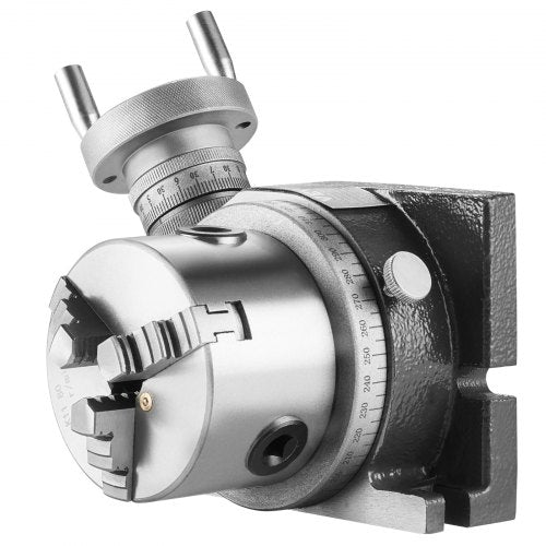 VEVOR Drehtisch für Fräsmaschinen, 4''/100 mm, horizontales vertikales Modell, Präzisionsfräsdrehtisch, mit 3,1''/80 mm 3-Backenfutter, M10-T-Bolzenmuttern, für Frästechnik-Indizierungswerkzeuge