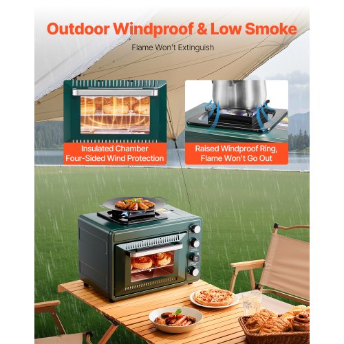 VEVOR Outdoor Ofen 2 in 1 Tragbarer Gas Camping Herd OfenEinstellbare Feuer