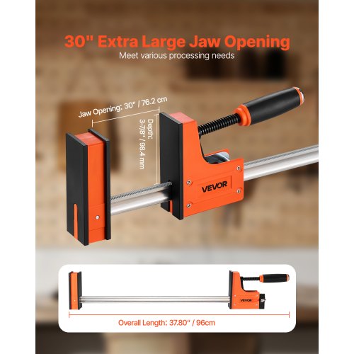 VEVOR 2 x Stangenklemmen für Holzbearbeitung 762mm Parallelklemmen-Set Orange