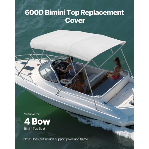 VEVOR Ersatz-Bootsverdeck Bootsmarkise Bimini Top für Boote 246-262cm Hellgrau