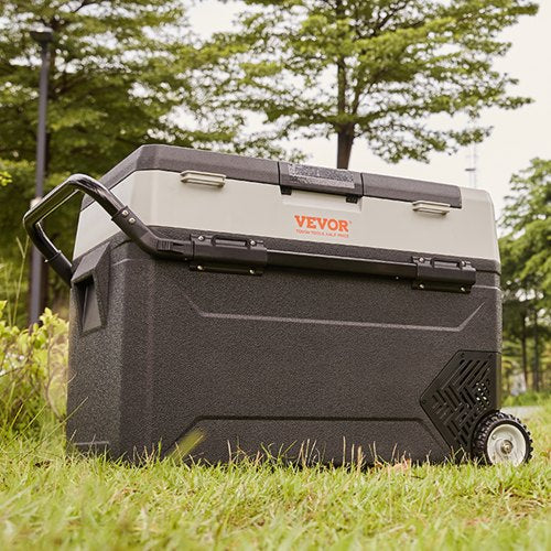 VEVOR Camping Kühlschrank 53 L Kühlboxen Rollbare Elektrische Gefrierbox 2 in 1 Doppelzone Auto Kühlschrank Kompressor zum Warmhalten und