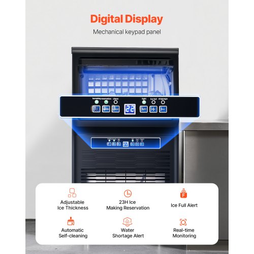 VEVOR Kommerzielle Eisbereiter Eismaschine 36,29kg/Tag LED Anzeige Restaurant