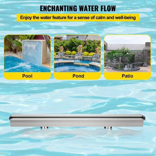 VEVOR Schwalldusche Pool Wasserfall Poolfontäne 59,1x4,5x3,1 Poolbrunnen 1,3 Wasserfontäne 0,87 Dekoration Gartenteich