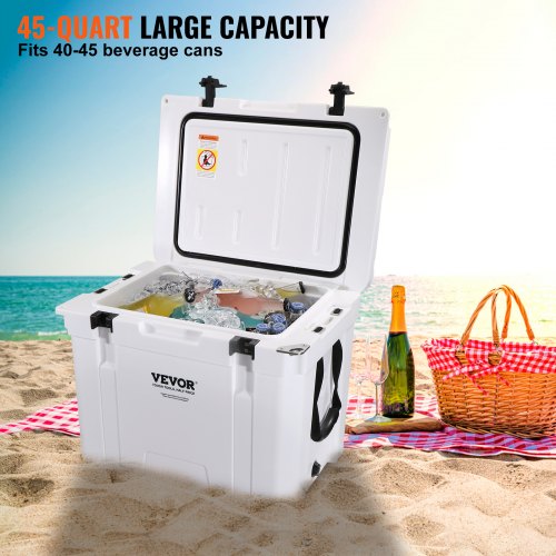 VEVOR Passive Kühlbox Eisbox 49,55 L, Isolierte Kühlbox Camping Thermobox 40-45 Dosen, Campingbox Kühlschrank mit Flaschenöffner, Isolierung Kühlbox Tragbar, Eistruhe Cooler Multifunktional