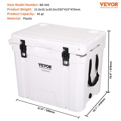 VEVOR Passive Kühlbox Eisbox 49,55 L, Isolierte Kühlbox Camping Thermobox 40-45 Dosen, Campingbox Kühlschrank mit Flaschenöffner, Isolierung Kühlbox Tragbar, Eistruhe Cooler Multifunktional
