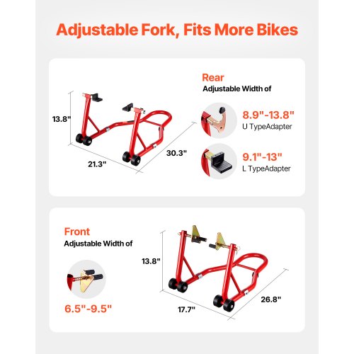 VEVOR Motorrad-Ständer vorne und hinten Spoolift Paddock-Schwinge Arm Rot 385kg