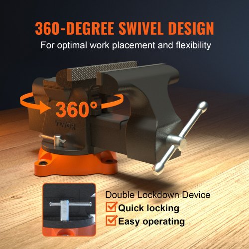 VEVOR Vvevor Schraubstock Amboss 360° drehbar 1,5-7,4 cm Spannweite Werkbankschraubstock