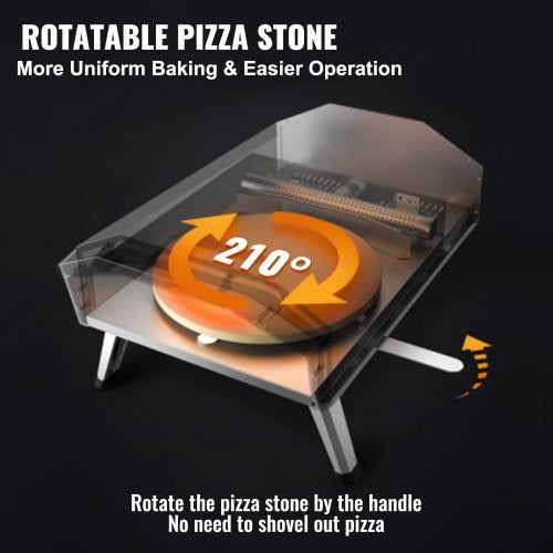 VEVOR Tragbarer Pizzaofen Outdoor 304,8 mm, Gas Holzpellets Holzkohle Pizzaofen, Edelstahl Pizzaofen, Max. 540 ℃ Holzpelletsschaufel &amp; Pizzastein &amp; Tragetasche –  Premium Pizza Holzofen für Garten