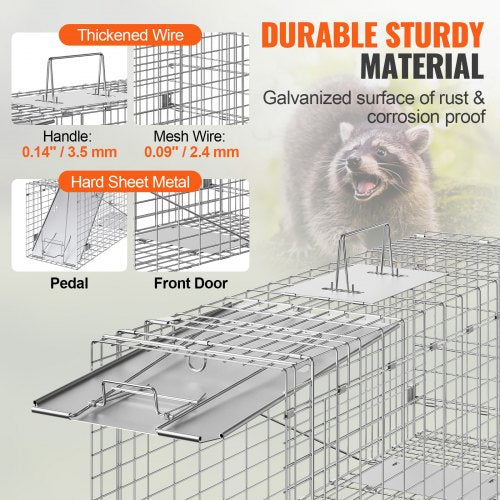 VEVOR Waschbärfalle Katzenfalle Marderfalle Wetterfeste robuste Lebendfalle Falle 2 Eingänge Tierfalle 785×254×305mm Lebend Kaninchenfalle Katzenfalle Drahtfalle für Marder Katze Waschbär