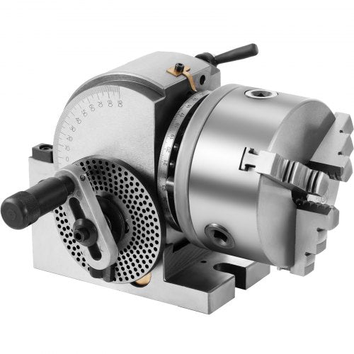 VEVOR Teilapparat mit backenfutter MT2, Rotary Tisch mit Indizierung Höhe der Mitte 100 mm, Dividing Head 23 kg, Rotary Tisch mit Tellern, Eine Starke Unterstützung zu Bearbeitenden Werkstück
