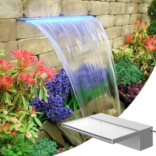 VEVOR Schwallduschen Wasserfall 30 x 8 x 21 cm Schwalldusche Pool und Bachlaufsets 5 m Netzkabel für Garden Wand Mauer Gabione Teich