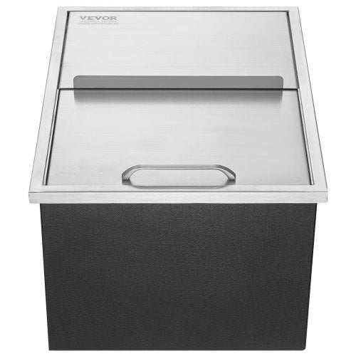 VEVOR 55,23 L Drop-in-Eisbox, 608 x 457 x 333 mm Edelstahl-Eiskühler, Kommerzieller Eisbehälter mit Schiebedeckel, Eingebaute Eisspeichertruhe, Abflussrohr &amp; Ablassstopfen im Lieferumfang Enthalten