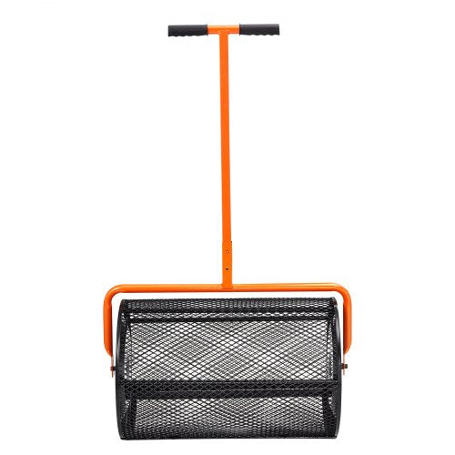 VEVOR Kompoststreuer aus Stahl Torfmoosstreuer 1,27x2cm Mesh-Korb Garten Rasen Streuer Grifflänge von 62 bis 67,5cm verstellbar 61cm Metall Mesh Korb Ideal für Dünger wie Kompost Mist Erde Torfmoos