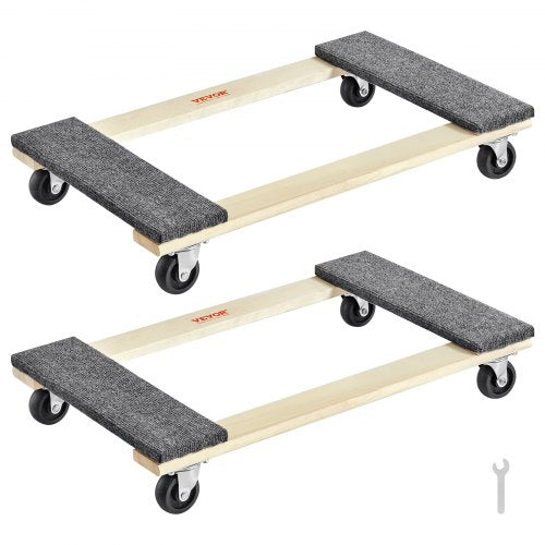 VEVOR Möbelwagen, Möbelwagen, 4 Räder, tragbare bewegliche Rollen, robust, ineinandergreifend, klein, flach, für schwere Möbel, 2 Stück, 40,6 x 27,9 cm, 227,8 kg Kapazität, schwarz