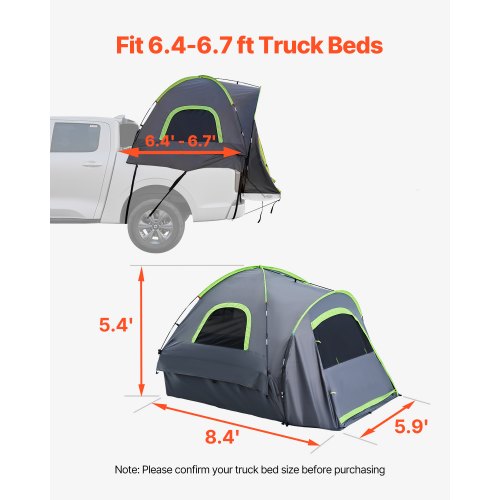 VEVOR Auto-Zelt Lkw-Zelt Campingzelt mit Fenstern Wasserdicht für 1950-2043mm
