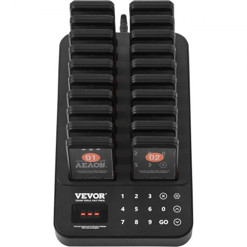 VEVOR Restaurant-Pager-System, kabelloses Warteschlangensignal mit 400 m Reichweite, Piepser zur Rufannahme von Gästen mit Vibration und Blinken, 20 Pager für Imbisswagen, Kirche, Kindergarten