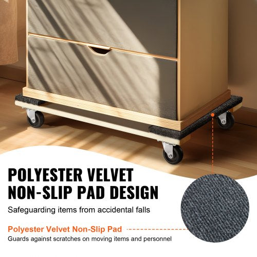VEVOR Möbelwagen, Möbelwagen, 4 Räder, tragbare bewegliche Rollen, robust, ineinandergreifend, klein, flach, für schwere Möbel, 2 Stück, 40,6 x 27,9 cm, 227,8 kg Kapazität, schwarz