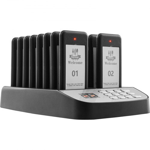 VEVOR Restaurant-Pager-System, Kabelloses Warteschlangensignal mit 500 m Reichweite, Piepser zur Rufannahme von Gästen mit Vibration und Blinken, 16 Pager für Imbisswagen, Kirche