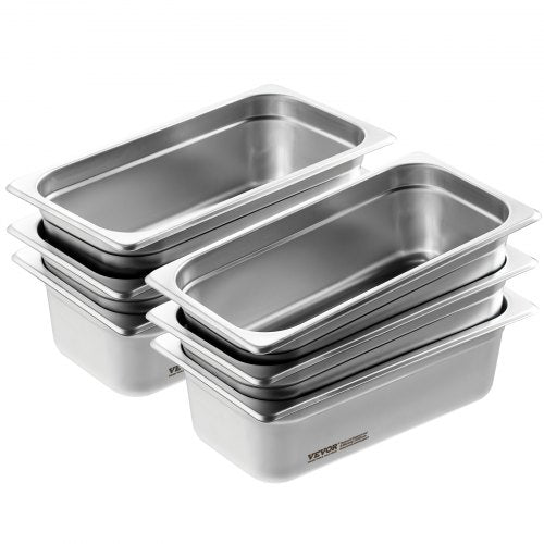 VEVOR 6 x Hotelpfannen Gastronormbehälter Edelstahl 1/3-Größe 326x177x99mm