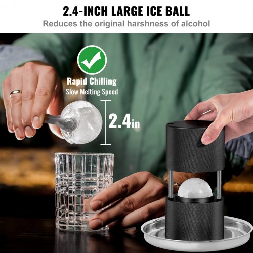 VEVOR Eiswürfelbereiter Eiswürfelformen Satz 60 mm, Eiswürfelform Eiskugelform mit Eiszange &amp; Tropfschale, Alu Schwarze Strapazierfähige Eiswürfelformen Eiswürfelbehälter Whisky Americano, Saft