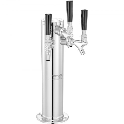 VEVOR Bierzapfturm mit 3 Zapfhähnen, Bierfassturm aus Edelstahl, Kegerator-Turm-Kit mit Vormontierten Schläuchen &amp; selbstschließenden Zapfhähnen für Partys, Bars, Pubs und Restaurants