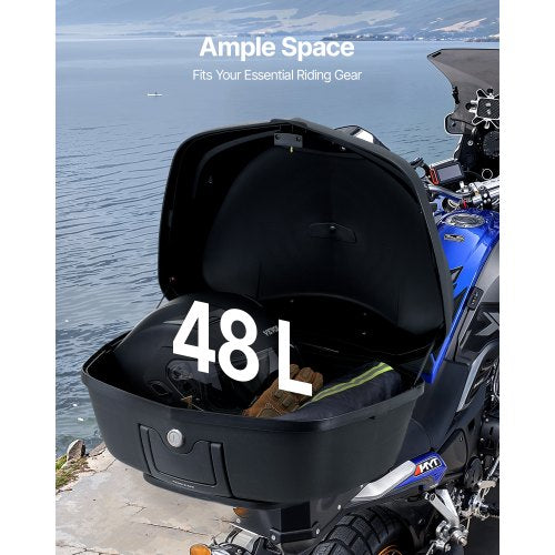 VEVOR Motorradkoffer Top Case Universal Motorrad Tasche 48L Topbox Schwarz
