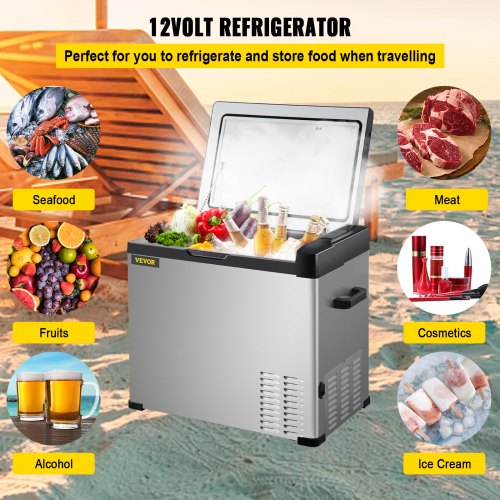 VEVOR Kompressor-Kühlbox Elektrisch, 40 L Kühlbox 12 / 24 V und 110-240 V, Kühlung bis -20 °C, für Auto, Lkw, Boot, Reisemobil und Steckdose, 60 W Elektrische Kompressor Kühlbox Tragbare Gefrierbox