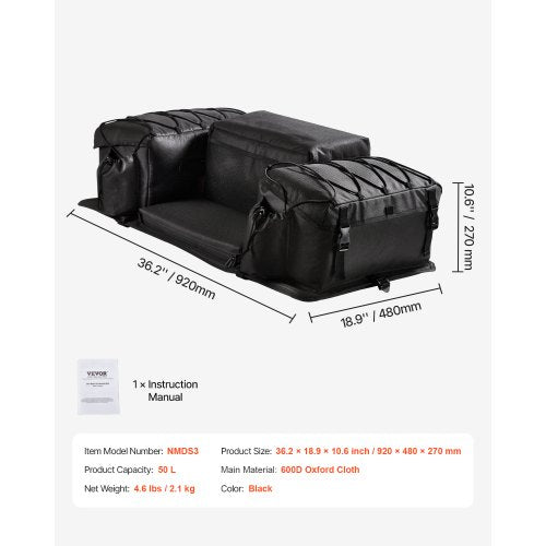 VEVOR 50L ATV Hinten Lagerung Tasche Hecktasche Cargo Tasche Schwamm Kissen