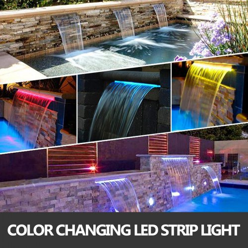 VEVOR Schwalldusche Pool Wasserfall Poolfontäne Led 17,7 x 4,5 x 3,1 Poolbrunnen 1,3 Wasserfontäne 0,87 Dekoration Gartenteich