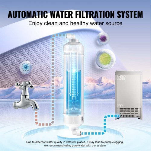 VEVOR Kommerzieller Eiswürfelbereiter Eismaschine 52 kg / 24 h, Leichte Würfeleismaschine 15 kg Eisspeicherkapazität 50 Stk. Eiswürfel, Edelstahl Eiswürfelbereiter inkl. Wasserfilter &amp; Eisschaufel