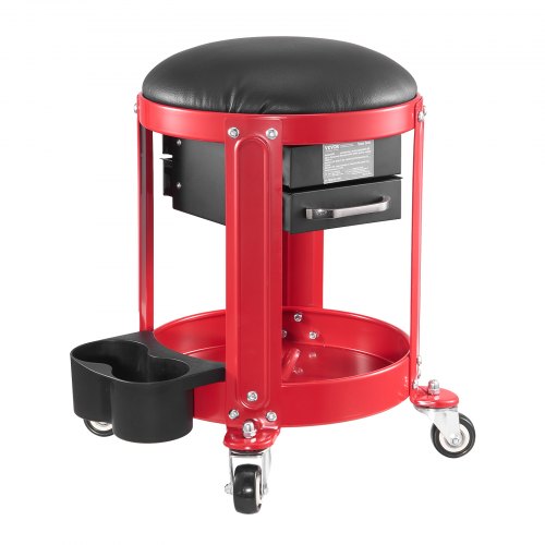 VEVOR Rollbarer Mechanikerhocker Verstellbarer Garagensitz mit Stauraum 136kg
