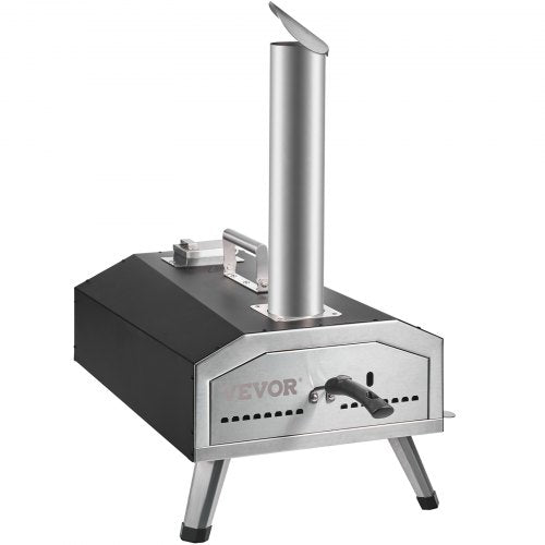 VEVOR Tragbarer Pizzaofen Outdoor 304,8 mm, Gas Holzpellets Holzkohle Pizzaofen, Edelstahl Pizzaofen, Max. 540 ℃ Holzpelletsschaufel &amp; Pizzastein &amp; Tragetasche –  Premium Pizza Holzofen für Garten