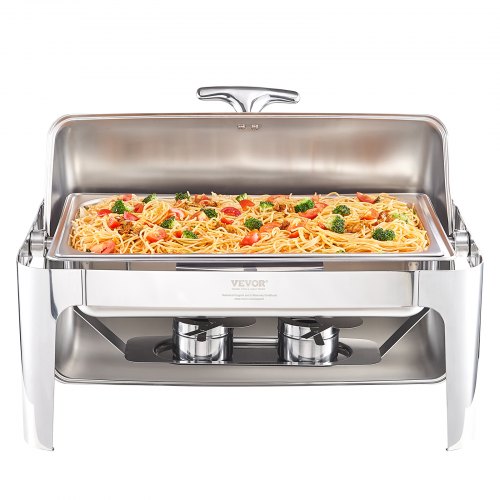 VEVOR Edelstahl Chafing Dish Set 7,5 L, 1 Stk. Speisenwärmer Wärmebehälter Suppenwärmer, Speisen Warmhaltebehälter Suppentopf Chafing Dishes Set mit 2 Brennstoffbehälter für Catering, Buffet. Party
