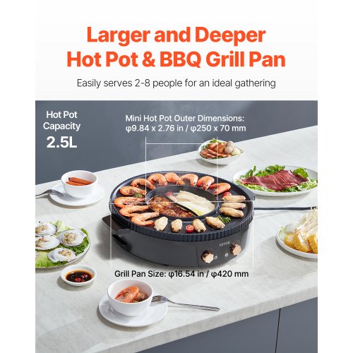 VEVOR Hot Pot mit Grill 1800W 2 in 1 Elektrischer Rauchfreier Grill BBQ Grill