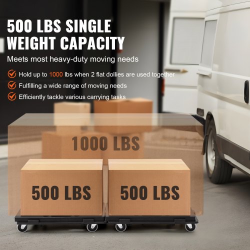 VEVOR Möbelwagen, Möbelwagen, 4 Räder, tragbare bewegliche Rollen, robust, ineinandergreifend, klein, flach, für schwere Möbel, 2 Stück, 40,6 x 27,9 cm, 227,8 kg Kapazität, schwarz