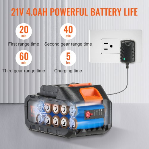 VEVOR Akku Hochdruckreiniger Kabellos Wasser Druckreiniger Spritzpistole Druckreinigerpistole (250W 21V, 50bar, zur mobilen Reinigung und Bewässerung, 4L/min, inkl. Zubehör, Ladegerät)