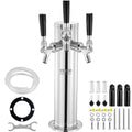 VEVOR Bierzapfturm mit 3 Zapfhähnen, Bierfassturm aus Edelstahl, Kegerator-Turm-Kit mit Vormontierten Schläuchen &amp; selbstschließenden Zapfhähnen für Partys, Bars, Pubs und Restaurants