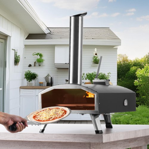 VEVOR Outdoor Pizza Ofen Tragbarer Holzpellet Pizzaofen Eisen Party 30cm