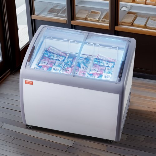 VEVOR 264L Kommerzielle Eisvitrine Gelato-Tauch-Gefrierschrank Eiscreme-Vitrine