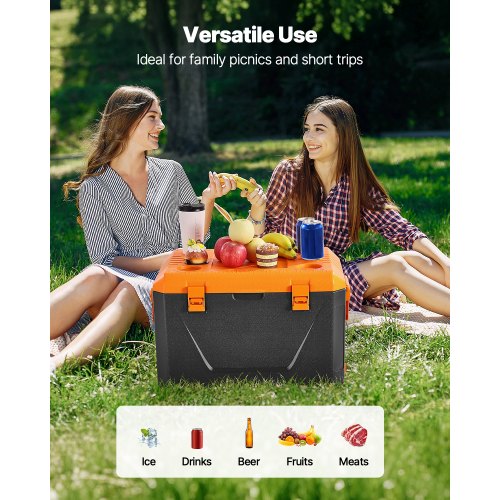 VEVOR Tragbare Kühlbox Isolierte Hartkühlbox mit Getränkehalter 63Qt