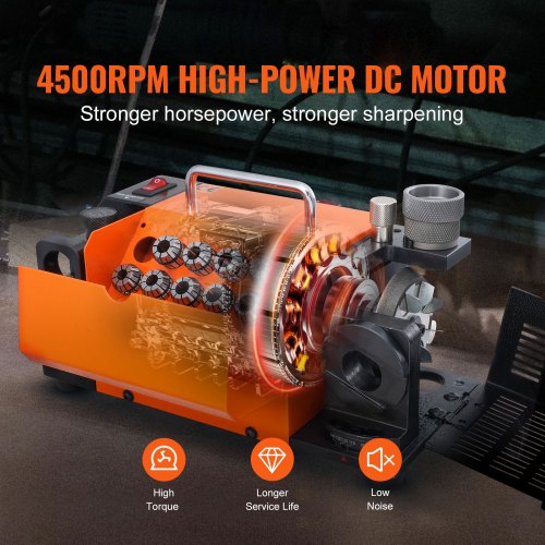 VEVOR MR-13A Bohrerschleifgerät 120 W Bohrerschleifmaschine 4500 U/min Schärfstation Stahl Bohrerschärfgerät 95-135° Einstellbarer Spitzenwinkel 11 Spannzangen Geeignet für Bohrerdurchmesser φ3–13 mm